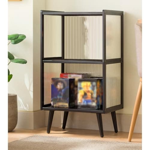 Image of CHZIMADE Glass Display Cabinet 3 Tier Curio Bookcase Collectibles Trophy Books Storage Display Case Cabinet for Living Room Office Bedroom (42.5x33x77cm(3 shelf))