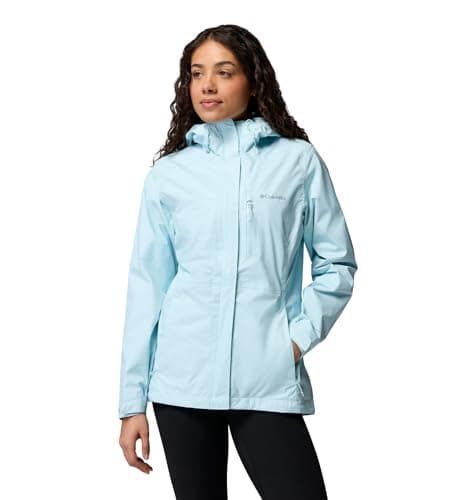Image of Columbia Women's Pouring Adventure 3 Jacket, Waterproof Rain Jacket, Marine Light, Medium