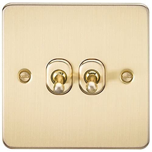 Image of Knightsbridge 10AX 2G 2-Way Toggle Switch - Brushed Brass