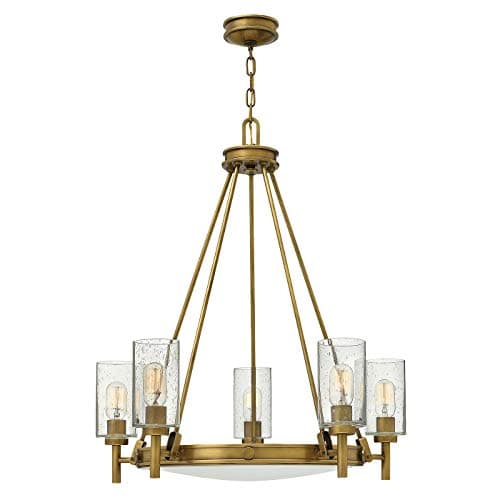 Image of 5 Bulb Chandelier Hanging Pendant Light - Heritage Brass - LED E27 100W Bulb