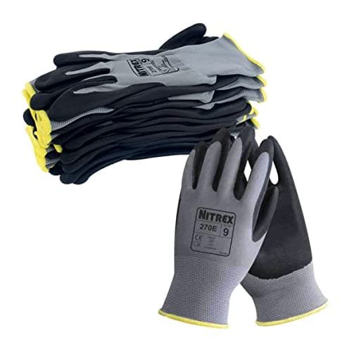 Image of NITREX 270E Work Gloves – Pack of 10 | Safety Gloves with Enhanced Grip | Protective Workwear for Various Workplace Hazards | Size 7