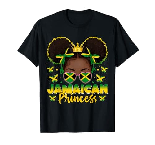 Image of Jamaican Princess Jamaica Flag Afro Jamaican for Girl Women T-Shirt