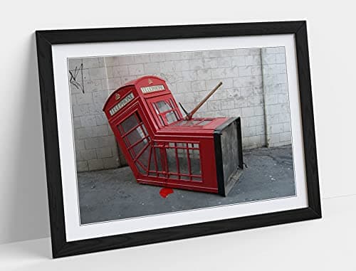 Image of CanvasArtShop- BANKSY DEATH OF A PHONEBOX- PREMIUM WALL ART FRAMED PICTURE PRINTS - 3 COLOURS - 4 SIZES (BLACK, A4)