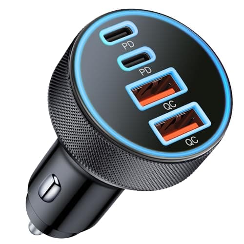 Image of USB C Car Charger Adapter, 4-Port 90W Dual USBC & USB-A Cigarette Lighter 12V Socket 45W PD/PPS Multi-Port Fast Charging Car Charger for iPhone 17 17e 16 15 Pro Max, iPad, Samsung S26 S25, Pixel 10 9