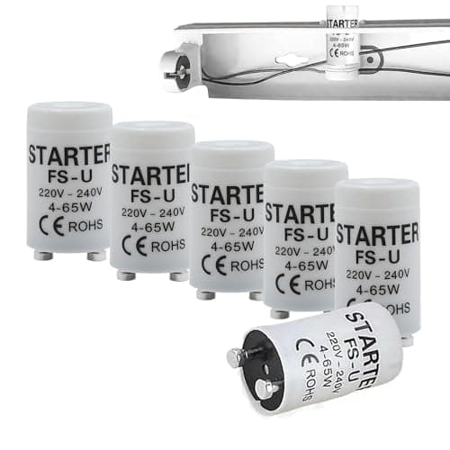 Image of HONNGDHGD 6 Pcs Fluorescent Light Starter FS-U 4-65W 220-240V T8/T12 FSU/Fuse Starter LED-Compatible for Fluorescent Tube Strip Lamps Safe & Eco-Friendly for Homes & Offices