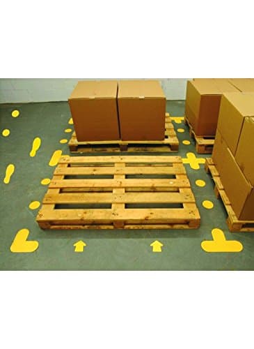 Image of Caledonia Signs 59508 Floor Signal Markers Label, L, 200 mm x 200 mm, Yellow (Pack of 10)
