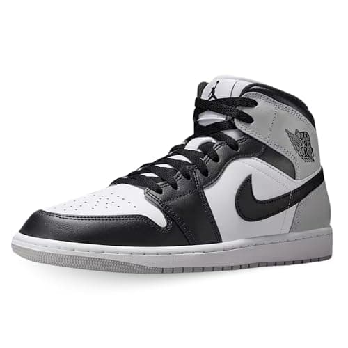 Image of Air Jordan 1 Mid Men's Shoes (White/Light Smoke Grey/Black), White/Black-lt Smoke Grey, 12 UK