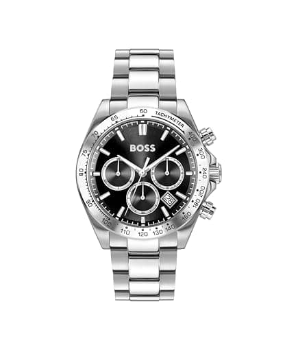 Image of BOSS Chronograph Quartz Watch for Men Hero 2.0 Collection with Silver Stainless Steel Bracelet - 1514267