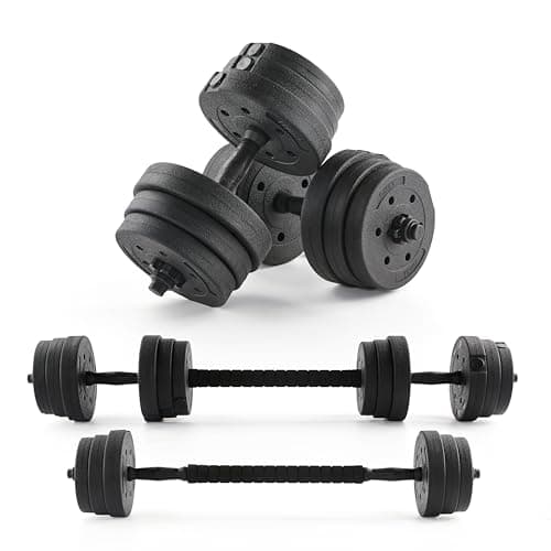 Image of Phoenix Fitness 20kg Adjustable Dumbbell & Barbell Set – 2-in-1 Weight Set with 12 Plates & 4 Spinlock Collars for Home Gym – Space-Saving and Durable for Strength Training & Full Body Workout