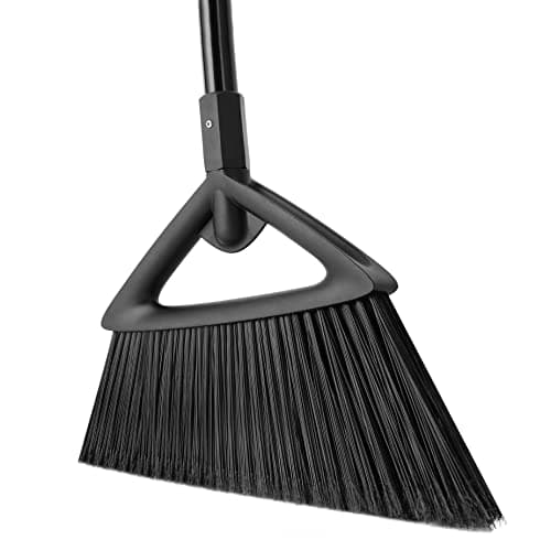 Image of Eyliden Heavy Duty Broom, Commercial Angle Broom with Long Handle, Rough Surface Outdoor Broom for Garages Courtyard Sidewalks Decks, Perfect for Indoor Kitchen Office Lobby Sweeping