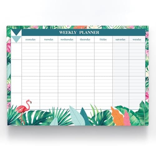Image of Joeji's Kitchen Weekly Planner Pad Tear Off Sheets 60 Pages A4 Organiser 100 GSM Offset Paper Punched Hole for Hanging Plan Your Weekly Timetable (Aqua)