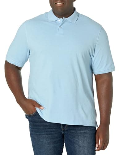 Image of Amazon Essentials Men's Cotton Pique Polo Shirt Shirt, Blue (light blue), X-Large