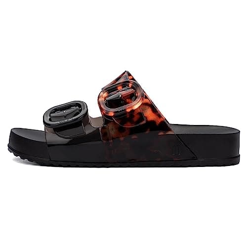 Image of Melissa Women's Cozy Jelly Slides, Black/Clear Tortoise, 6 UK