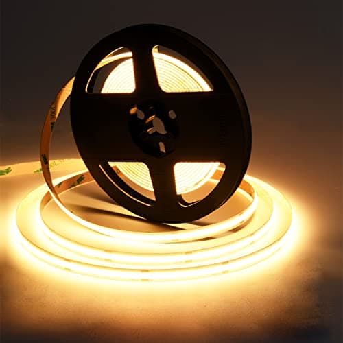 Image of SIRYYUI 12V COB LED Strip 5M,2700K Warm White LED Strip Lights with 480LEDs/M,CRI 90+,8mm Width,Uniform Dotless LED Tape Light for Room Cabinet Home DIY Projects (No Power Supply)
