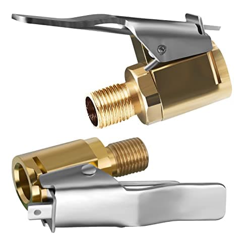 Image of URAQT Car Valve Lever Plug Air Chuck, 2Pcs Brass Tyre Valve Air Pump Clip, Car Pump Accessories Thread Nozzle Adapter, Tire Air Chucks Open End Inflator Valve Connector for Car Truck (8mm)
