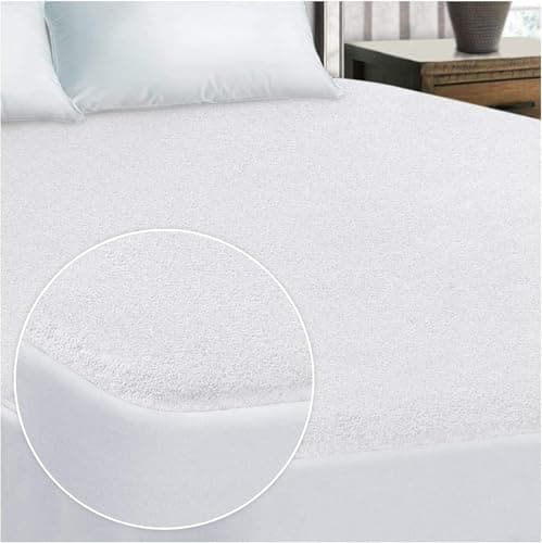 Image of Yorkshire Bedding 100% Waterproof Mattress Protector - 30cm Deep Skirt Mattress Protector Double Bed - Non Noisy & Super Absorbent Terry Towel Mattress Cover (137x190cm)