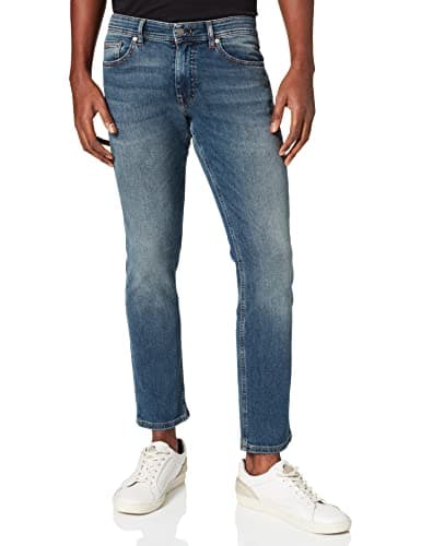 Image of BOSS Mens Delaware BO Pure-Blue Slim-fit Jeans in Comfort-Stretch Denim