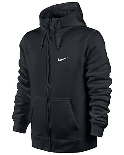 Image of Nike Club Full-Zip Men's Hooded Swoosh Jacket ,Black (Black/White) Size:Medium