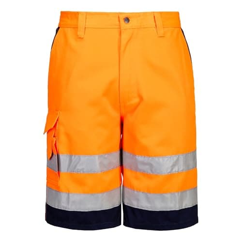 Image of Portwest Hi-Vis Poly-cotton Shorts, Size: XXL, Colour: Orange/Navy, E043ONRXXL