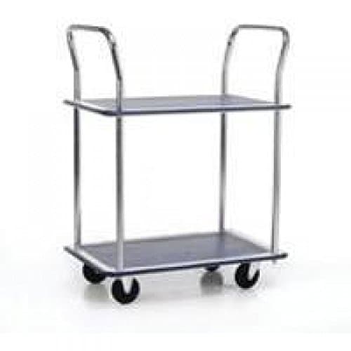 Image of Barton Trolley Steel Frame Non-marking Wheels Capacity 120kg 2- Shelf Chrome Finish Ref PST2