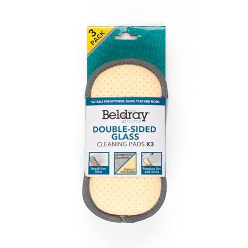 Image of Beldray LA077639EU7 Double Sided Cleaning Pads, 3-Pack Glass Cleaning Cloths, Streak-Free Shine, Microfibre Removed Dirt/Grime, Chamois For Polishing, Kitchen, Glassware, Windows, Hard Surfaces, Cars