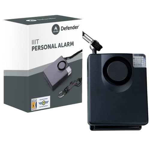 Image of Defender IIIT Ultra Loud Personal Attack Alarm - 143dB Siren High Intensity Strobe Light Panic Alarm - Personal Safety Device - Police Accredited
