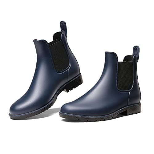 Image of DREAM PAIRS Wellington Boots Women and Men Ankle Ladies Wellies Short Chelsea Booties Waterproof Rain Boots,Size 9,Navy,SDRB2201W-E