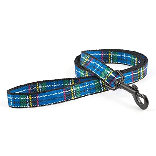 Image of Ancol Tartan Dog Lead - Blue - Super Soft Printed Polyester with Durable Metal Trigger Hook - 1m Length x 19mm Width