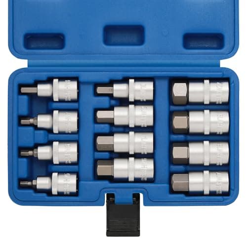 Image of CASOMAN 12PCS 1/2" Dr. Hex Bit Socket Set, Metric, H5,6,7,8,10,12,14,16,17,18,19,22mm
