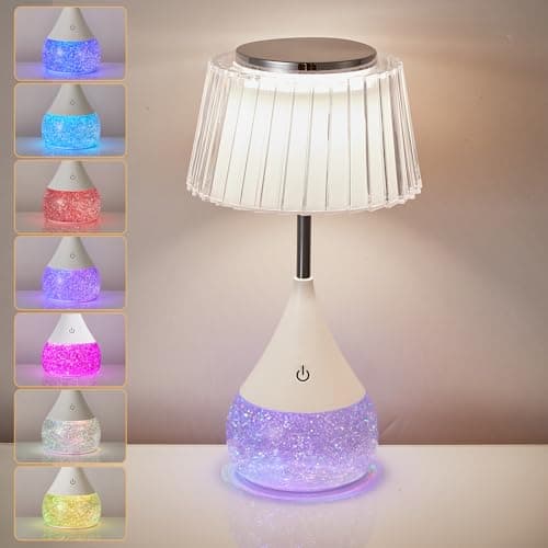 Image of HARPER LIVING LED Table Lamp with Colour Changing Glitter, Touch Control RGB Mood Light 3 Colour Temperatures & Dimmable, Bedside Night Lights for Bedroom, Living Room, Office