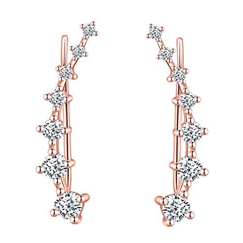 Image of Ear Crawler 925 Sterling Silver Cubic Zirconia Cartilage Ear Crawler Stud Earrings for Girls Women