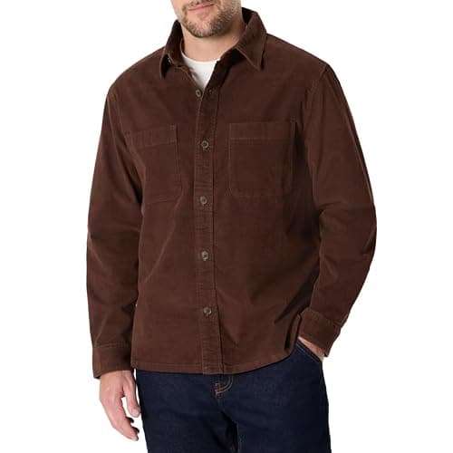 Image of Amazon Essentials Men's Regular Fit Corduroy Overshirt, Rich Hazel, L