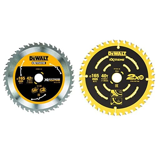 Image of Dewalt DT99561-QZ DT99561-QZ-Hojas para Sierra Circular portátil XR Extreme RUNTIME 165mm x 20mm 42D, Black/Yellow, 165/20mm 42WZ/FZ & Corded Extreme Framing Blade 165mm range, DT10301-QZ 40