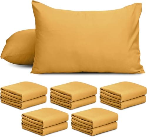 Image of AMEHA 10 Pack Pillowcases (Pillows Not Included) – Super Soft Brushed Microfiber Standard Size Ochre Pillow Cases | Hotel Quality Pillow Covers, (50 X 75 cm)
