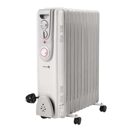 Image of HOMILEC Oil Filled Radiator Heater, 11 Fin, 2500W Portable Electric Heater with 3 Power Settings, Adjustable Temperature Control, 24 Hour Timer, Thermal Safety Cut Off