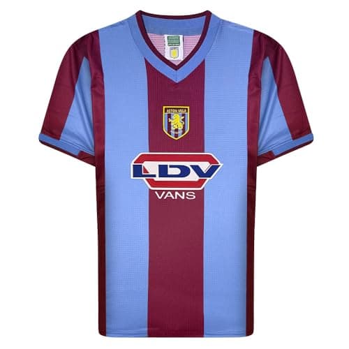 Image of Score Draw Aston Villa 2000 Retro Football Shirt Claret/Sky Medium Polyester