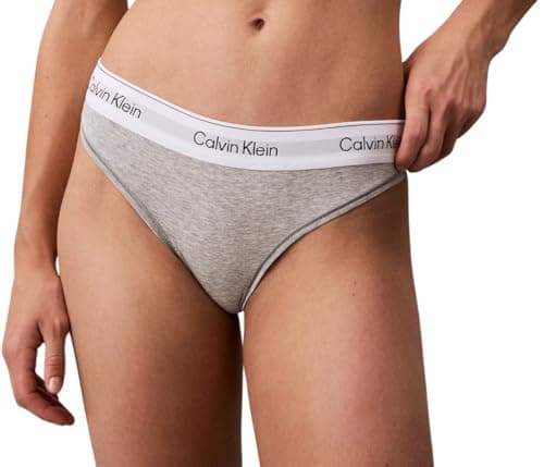 Image of Calvin Klein Women’s Stretch Thong, Grey (Grey Heather), XL