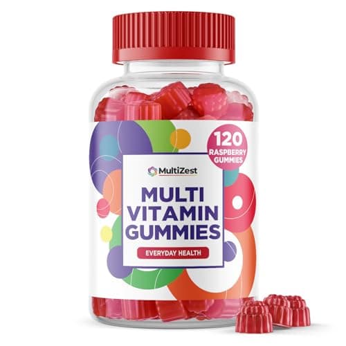 Image of Multivitamin Gummies 120 | 4 Months Supply| One a Day | Raspberry Flavour Gummies for Adults with 11 Vitamins and Minerals| The Highest Strenght Supplement| Vitamins A, B, C, D E