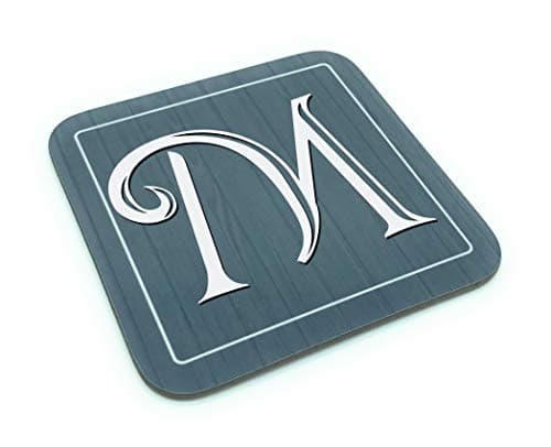 Image of Alphabet Coaster Letter Symbol Name Wooden Grey Modern Gift Coaster Custom Homeware (M)