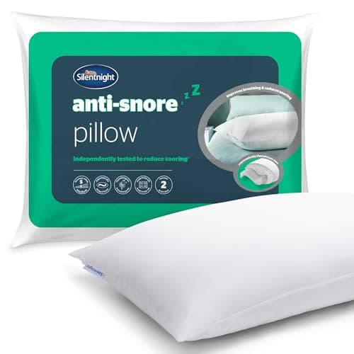 Image of Silentnight Polyester Anti-Snore Pillow Ergonomically Designed with Contoured Foam Providing Head and Neck Support to Reduce Snoring – Hypoallergenic and Medium Support, White , Pack of 1