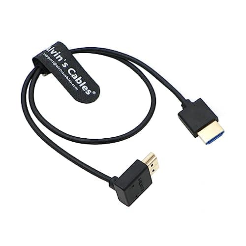 Image of Alvin's Cables 8K HDMI 2.1 Cable High Speed Thin Straight HDMI to Up Angle HDMI for Atomos Ninja V Monitor, Z CAM E2, Sony FS5| FS7| A7S3 Cameras 19.7"|50CM