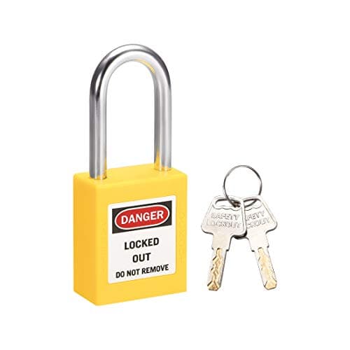 Image of sourcing map Lockout Tagout Safety Padlock 1-1/2-Inch Steel Shackle Keyed Different Yellow