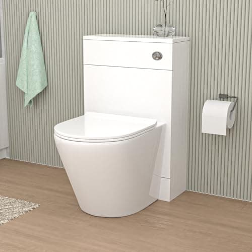 Image of Nes Home Modern 500mm Back To Wall Rimless Toilet with WC Unit Gloss White