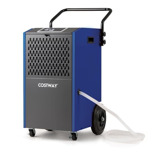 Image of COSTWAY 73L/Day Commercial Dehumidifier, Industrial Electric Dehumidifiers with 24H Timer, Drain Hose, Auto Defrost, Temperature Protection & Humidity Control for Spaces up to 695m² (Blue)