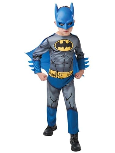 Image of Rubies Official Batman Comic Child's Classic Costume, Superhero Fancy Dress, Child's Size Medium Age 5-6, Height 116 cm Halloween