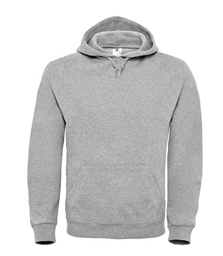 Image of B&C ID.003 Cotton Rich Hooded Sweatshirt, Heather Grey, 4XL. WUI21