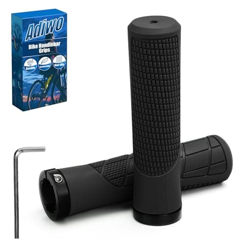 Image of Adiwo Non-Slip Handlebar Grips, 1 Pair Professional Bike Handlebar Grips, Adult Mountain Bike Grips with Soft Anti-Slip Rubber, Comes with 1 Allen Wrench, Suitable for Most Bicycles, Black