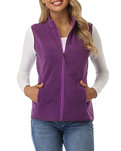 Image of fuinloth Women's Fleece Gilet, Polar Soft Sleeveless Classic Fit Bodywarmer Vest with Zip up Pockets Purple Large