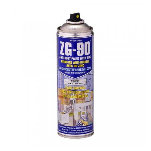 Image of Action Can 1936 Model ZG-90 Cold Zinc Galvanising Paint and Colour, 500 mL Aerosol, White