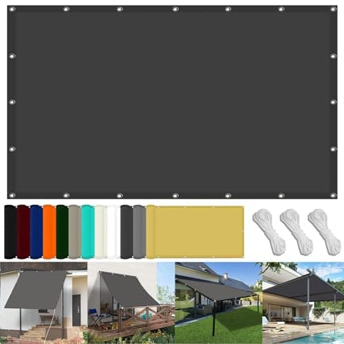 Image of Rectangle Sunscreen Canopy 95 x 450 cm(37 x 177inch) Waterproof Patio Canopy 98% UV Block with Free Rope & Fixing Kit Carport Swimming Plants Shade Netting, Dark Grey